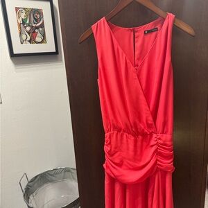 Elegant Coral Sleeveless Dress
